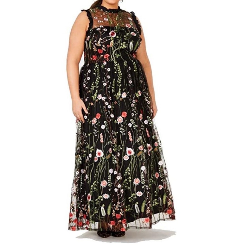 City‎ Studio Black Maxi embroidery Dress
